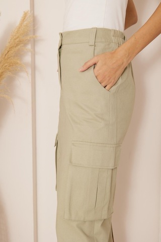 Darlin Moda Haki Gabardin Midi Boy Etek Dm2032 Haki