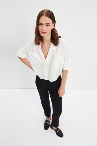 Stella Pulvis Beyaz Kısa Kol Cepli Bluz