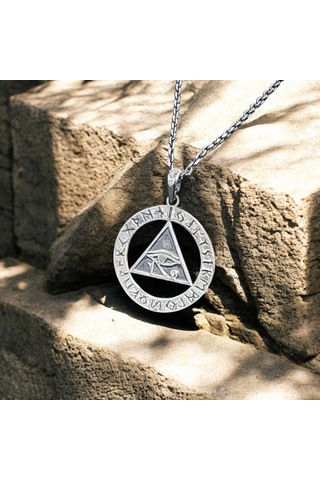 İpek Silver 925 Ayar Gümüş Antik Mısır Horus'un Gözü Unisex Kolye Gümüş