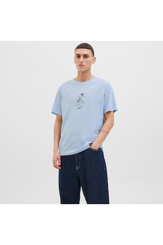 Jack & Jones Jack&jones Relax Erkek Mavi Bisiklet Yaka Tişört Mavi