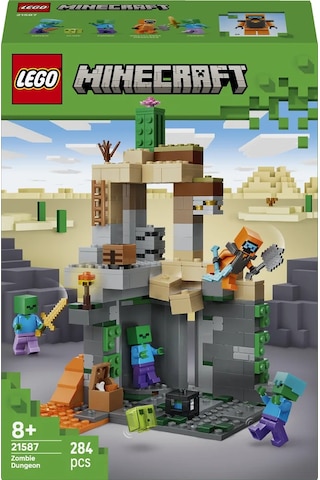LEGO® Minecraft® Zombi Zindanı 21587 - 8 Yaş ve Üzeri Çocuklar için 3 Zombi Figürü İçeren Yaratıcı Oyuncak Yapım Seti (284 Parça)