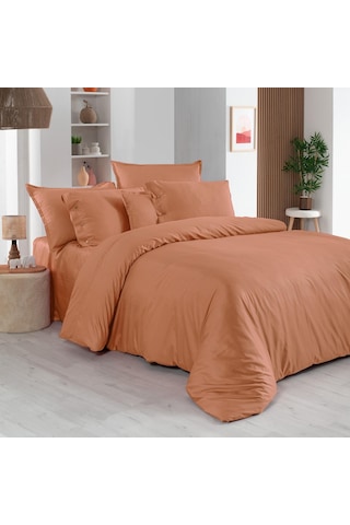 Sarev Monochrome Terracotta %100 Pamuk Saten ''300 Tc" Nevresim Takımı Ks V13 Kahverengi