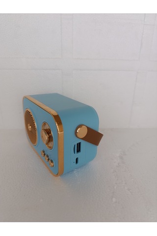Nostaljik Retro Radio Parlak Kaplama Bluetooth Bağlantılı Hoparlör - Mavi- Tek Ebat