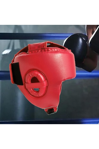 Kırmızı Boks Başlığı Yüz Örtüsü Tam Kapsama Kafa Dişlisi Koruyucu Koruma Görevlisi Kırmızı