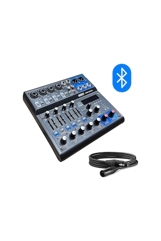 Midex MDX-06FXU Ses Mikseri Stüdyo Kayıt İçin 6 Kanal Ses Kartlı 99 DSP Efektli (+48V-USB-Bluetooth)