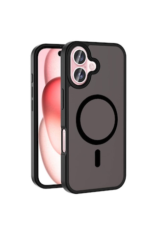 Apple Uyumlu iPhone 16 Plus Kılıf M-safe Şarj Özellikli Mat Arka Yüzey Zore Sio Kapak Siyah