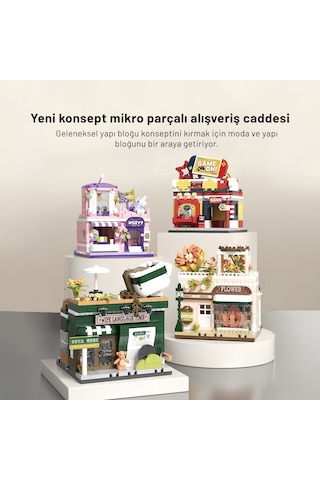 Balody Mini Cadde Serisi Kahve Dükkanı Bl16355 Mikro Blok Yapı Oyuncakları Seti