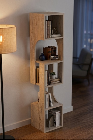 5 Katlı Modern Dekoratif Kitaplık Ve Çok Amaçlı Raf Ünitesi Abanoz