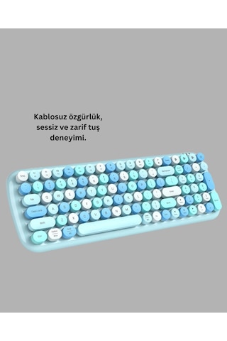 Tcx Retro Daktilo Stilli Kablosuz Klavye Mouse Seti Sessiz Ve Şık - 4998 Diğer