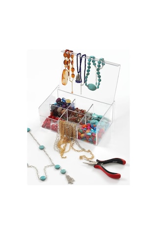 Sembol Gross 6 Bölmeli Demlik Poşet Çay Saklama Kutusu Organizeri Mutfak Ofis Saklama Kutusu Şeffaf Beyaz