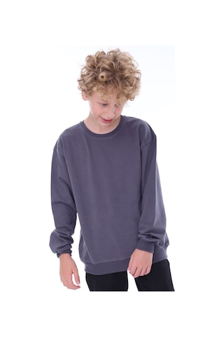 Zuzunga Unisex Basic Düz Antrasit Renk %100 Pamuk Sweatshirt 2-11 Yaş