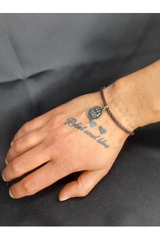 Mryart Allah Yazılı Unisex Bileklik Ayarlanabilir Metal Madalyonlu Tasarım Kahverengi