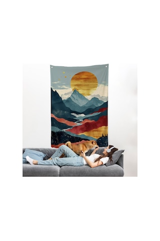 Dağların Üstündeki Güneş Manzarası Duvar Örtüsü-7649