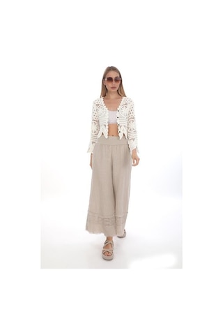 Eren Style İtalyan Fisto Detaylı Keten Pantolon-9186 Bej