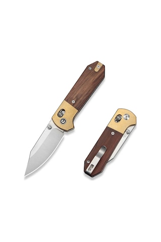 Civivi Yonder Clip Point Guibourtia Wood Handle And Stonewashed Brass Bolsters Satin Finished 14c28n Blade Kamp Çakı Kahverengi