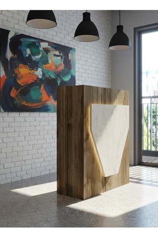 Resital Ledli Karşılama Bankosu G-90 Cm Ofis Kasa Resepsiyon Masası Banko-001-2-8