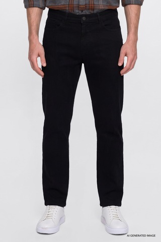 Ac&Co / Altınyıldız Classics Erkek Sıyah Pamuklu Baggy Fit 5 Cepli Esnek Jean Kot Denim Pantolon Siyah