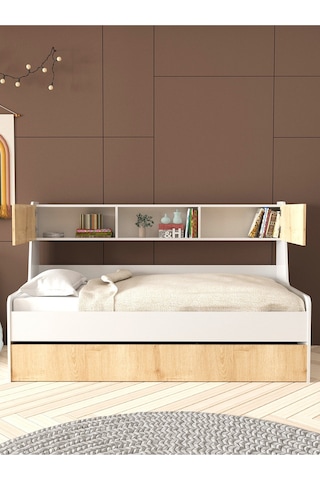 Yavrulu Karyola, Viyole Kapaklı, Kitaplıklı Yavrulu Karyola - 90x200