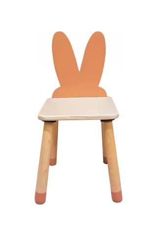 Woodnjoy Wood & Joy Doğal Ahşap Renkli Çocuk Sandalye Tavşan Pembe