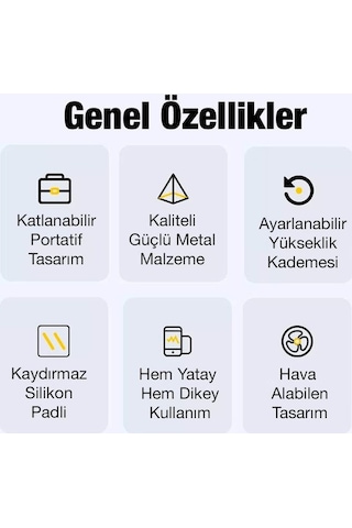 Coofbe Aluminyum Katlanabilir Yükseklik Ayarlı Kaydırmaz Taşınabilir Laptop Apple Uyumlu MacBook Notebook Standı