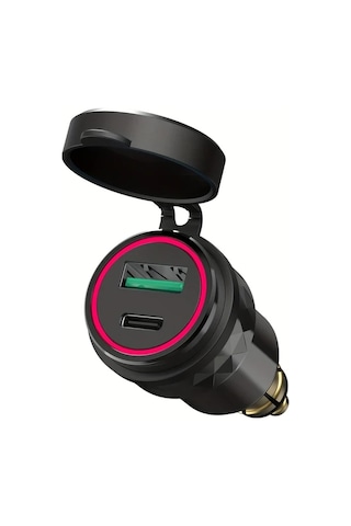 Honeybeeshop Alüminyum Motosiklet Güç Adaptörü Dın Hella Fişi Qc 3 0 Usb Tip C Şarj Kırmızı Işık Bmw Triumph Ducati