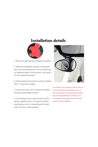 Yunboo 3r-046 Siyah Sağ Tekerlek Aracı Yardımcı Ayna, Kör Noktaları Engelle, Geniş Açı Görüş, Kolay Kurulum, Tüm Araçlar İçin Evrensel