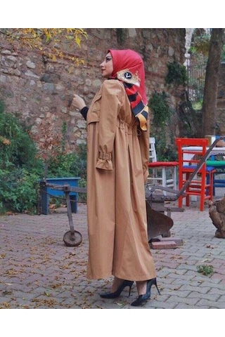Neways 6302-inter Büzgülü Trençkot Camel CAMEL