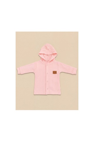 Minory Baby - %100 Pamuk Hırka Waffle Kumaş Pembe Pembe