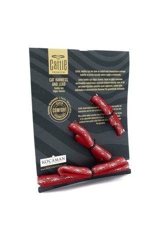 Cattie Özel Desenli Dokuma Kedi Göğüs Ve Uzatma Seti Kırmızı