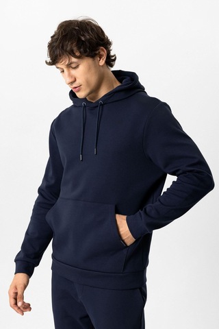 Backandbond Lacivert Regular Fit Pamuklu Kapüşonlu Kanguru Sweatshirt