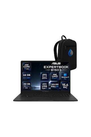 Asus ExpertBook B1 B1503CVA-C716512B0DRNP25 Core 7 150U 64 GB 512 GB SSD 15.6'' W11P Dizüstü Bilgisayar