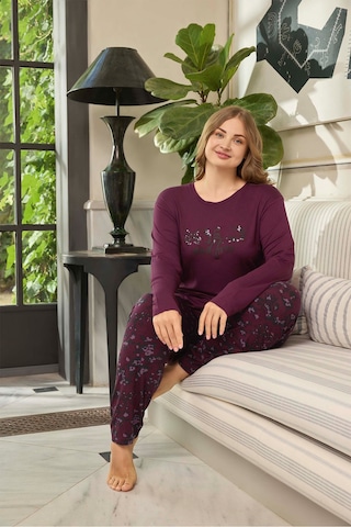 Aydoğan Kadın İnci Büyük Beden Wıld Vişneçürüğü Pijama Takım 0659 Bordo