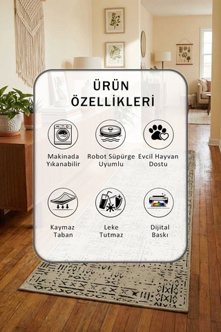 Dijital Baskılı Kaymaz Yıkanabilir Yolluk 6 Vizon