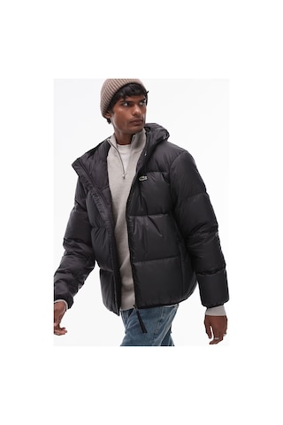 Lacoste Relaxed Fit Down Fill Jacket Kaz Tüyü Dolgu Sabit Kapüşonlu Siyah Mont Siyah