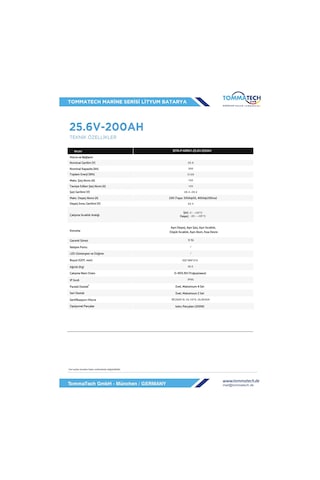 Tommatech Marine Abs Kasa 25.6v 200ah Lfp Lityum Batarya