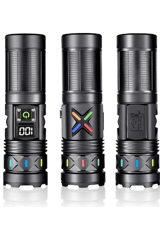 Bedotech Bd-5 30w Tg Led Alüminyum Alaşımlı Zoomlu Type-c Dijital Göstergeli Şarjlı El Feneri