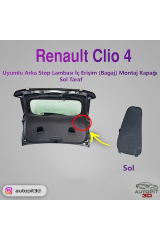 Renault Clio 4 Uyumlu Sol Arka Stop Lambası İç Erişim Bagaj Montaj Kapağı