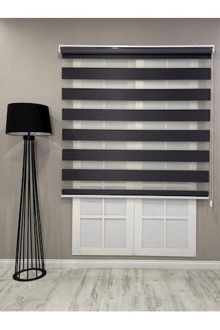 Donatti Zebra Stor Geniş Plise Güneşlik Perde Antrasit Gri Antrasit Gri