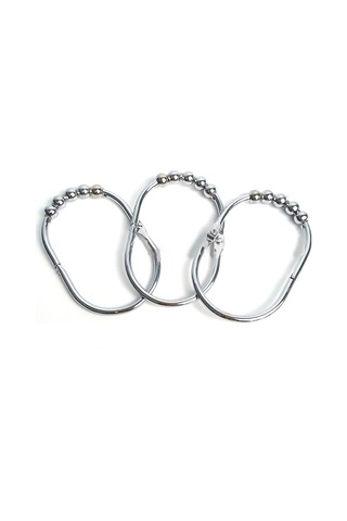 24 Adet Krom Kaplamalı Duş Perdesi Kancası Halkası, Banyo Duş Perdesi Kancası Duş Barı İçin Uygundur Gümüş