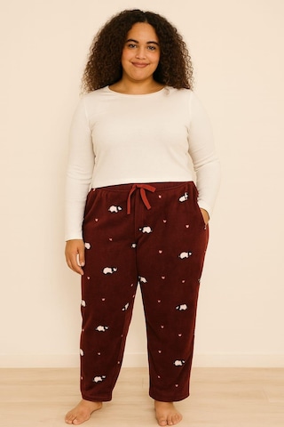 Kadın Büyük Beden 401 Cepli Polar Tek Alt Bordo Bordo