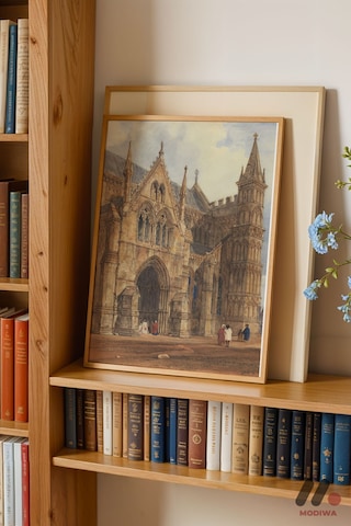 Katedral Suluboya, Ahşap Çerçeveli Duvar Tablosu - Modern Ev Dekorasyonu