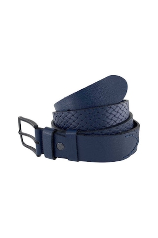 Süzer Deri Lacivert Hakiki Deri Özel Üretim 3 Parçalı El İşçilikli 4 Cm.lik Unisex Spor Kot Kemer Lacivert
