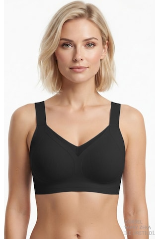 Cottonill Seamless Bra - Elvora Lazer Kesim Rib Dokulu Tül Detaylı Balensiz Kadın Sütyen 3'lü Paket-2 Çok Renkli