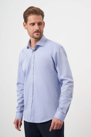 Morven Erkek Mavi Pamuk Baskılı Desenli İtalyan Yaka Slim Fit Gömlek 24mc004090300 Mavi