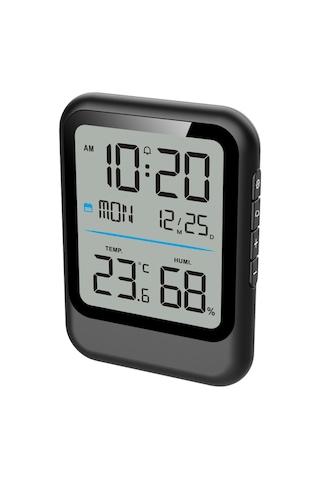 Youmex Siyah Dijital Oda Alarm Saati - Sıcaklık Nem Gösterici, Uyandırıcı Fonksiyonu, Kalender Ve Hafta Gösterimi, Plastik Kasa Pil Dahil Değil
