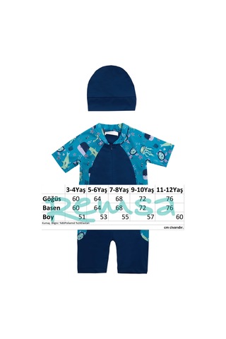 Uv Korumalı Kısa Kollu Tulum Bebek Çocuk Yüzücü Mayo 1910 Açık Lacivert Açık Lacivert