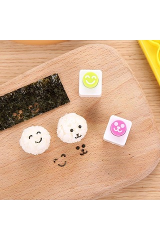 1 Set Pirinç Topu Kalıbı Top Şeklinde Suşi Kalıpları Kaşıklı Çalkalama Kalıbı Deniz Yosunu Kabartma Kalıbı Çocuklar İçin Kendin Yap Yemek Suşi Araçları Sarı