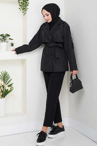 Nehar Rüzgarlıklı Astarlı Trenç 1621 - Siyah Siyah