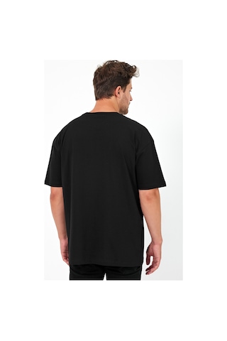 Urbantrendstore Left Unisex Sade Basic Yazlık Beyaz Tshirt Oversize Fit Rahat Geniş Salaş T-shirt Günlük Tişört Siyah