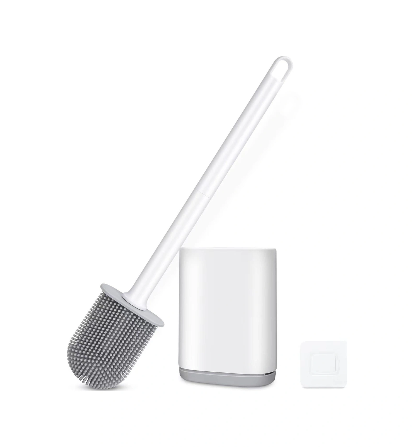 Folinda Duvar Montajlı Silikon Tuvalet Fırçası Seti - Esnek 360 Başlı, Uzun Saplı Ve Doku Olmayan Tıraşlı Temizlik Aleti Beyaz
